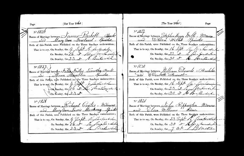 Rippington (John Crisford) 1860 Marriage Banns